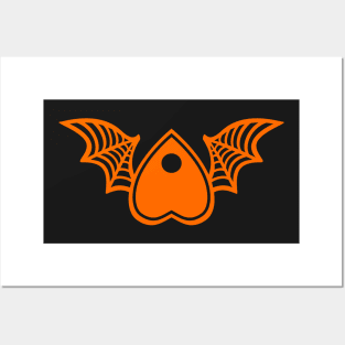 Planchette with Wings - Orange on Black Posters and Art